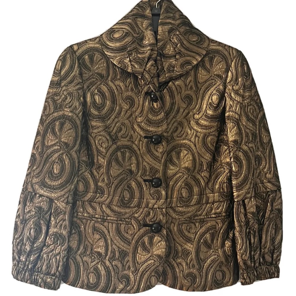 Beautiful Carlisle Lined Blazer/ Jacket Jacquard Gold and Black Size 0